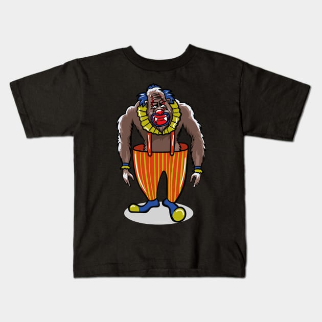 Funny Bigfoot Sasquatch Clown Kids T-Shirt by LetsBeginDesigns